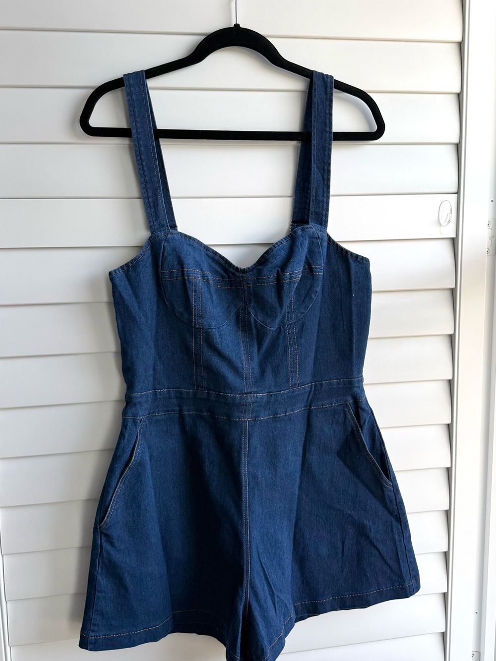 Selfie Leslie Dark Blue Denim One-Piece Romper